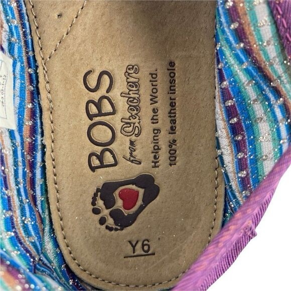 BOBS BY Skechers Womens Purple Shimmery Sparkling Lightweight Flats US Youth 6 - Picture 9 of 10